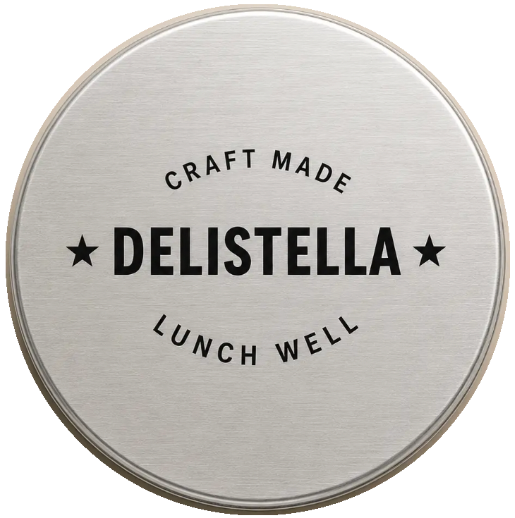 Delistella brushed metal branded lid